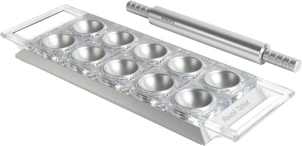 Marcato Atlas Ravioli Tablet Pasta Maker, Made in Italy, Silver, Makes 10 2-Inch Squares, 14 x 8.5