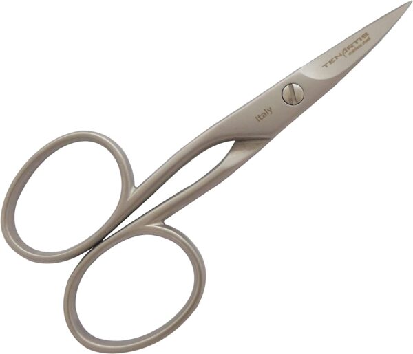 Stainless Steel Curved Nail Scissors for Left Hand with PVC Case - Tenartis Made in Italy