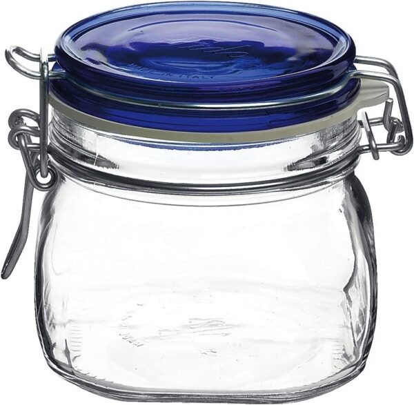 Bormioli Rocco Fido Square Jar with Blue Lid, 17-1/2-Ounce - Image 4