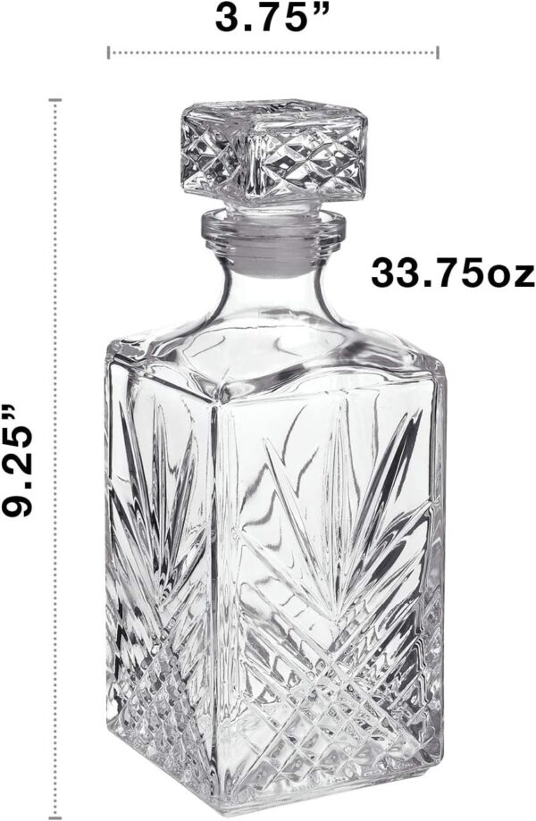 Bormioli Rocco Selecta Collection Whiskey Decanter – Sophisticated 33.75oz Diamond Decanter With Starburst Detailing – For Whiskey, Bourbon, Scotch & Liquor - Image 5