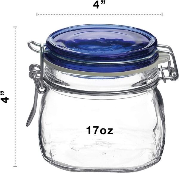 Bormioli Rocco Fido Square Jar with Blue Lid, 17-1/2-Ounce - Image 3